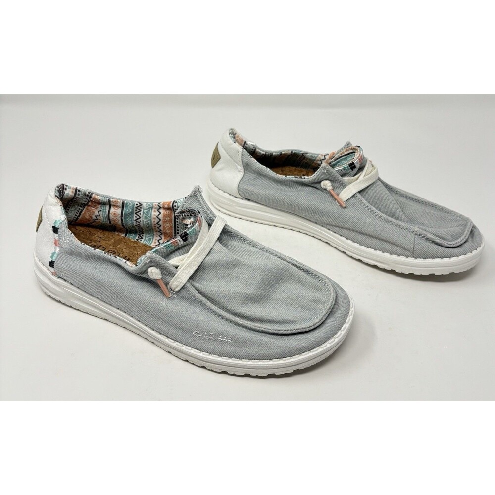 Hey Dude Women's Wendy Boho Slip-On Light Denim Boat Shoes Size 8